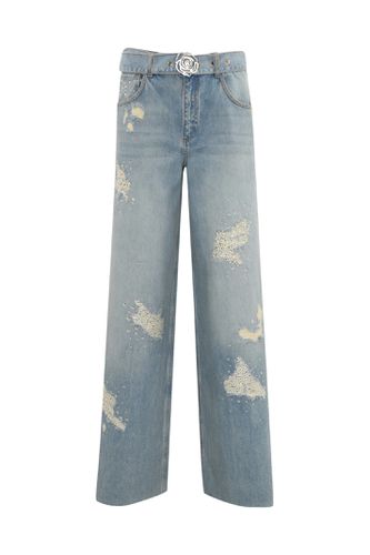 Jeans With Tears And Denim Belt - Blugirl - Modalova