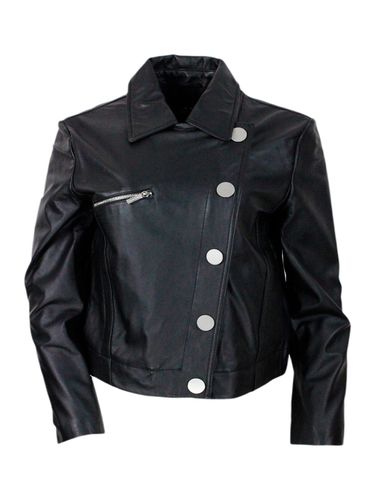 Studded Jacket With Button And Zip Closure Made Of Eco-leather With Zip On Pocket And Cuffs - Armani Collezioni - Modalova