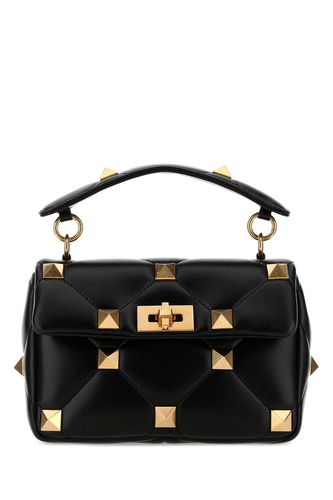 Black Nappa Leather Medium Roman Stud Handbag - Valentino Garavani - Modalova