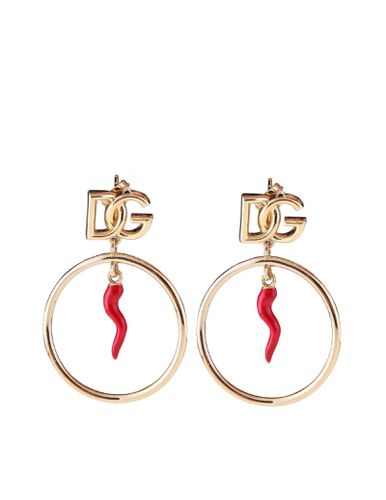 Hoop Earrings With Cornet And Dg Logo - Dolce & Gabbana - Modalova