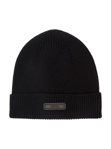 Versace Beanie Logo Pelle - Versace - Modalova