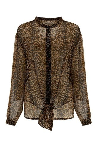 Leopard Print Sheer Shirt - Saint Laurent - Modalova