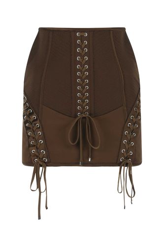 Brown Satin Mini Skirt - Dolce & Gabbana - Modalova