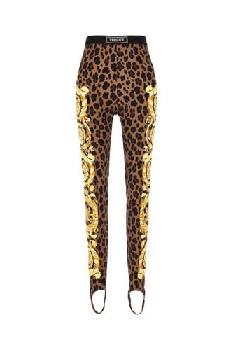 Printed Stretch Nylon Leggings - Versace - Modalova