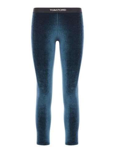 Velvet Leggings With Logo Band - Tom Ford - Modalova