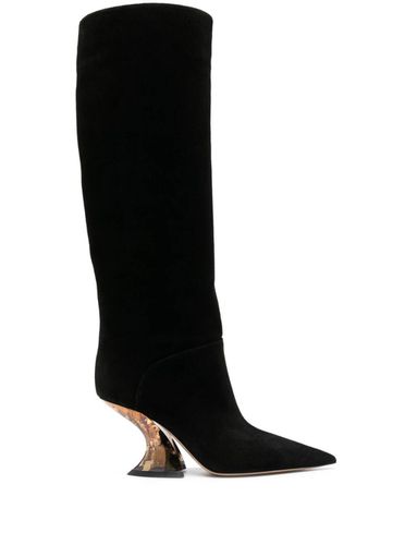 Elodie Black High-boots With Sculpted Heel In Suede Woman - Casadei - Modalova