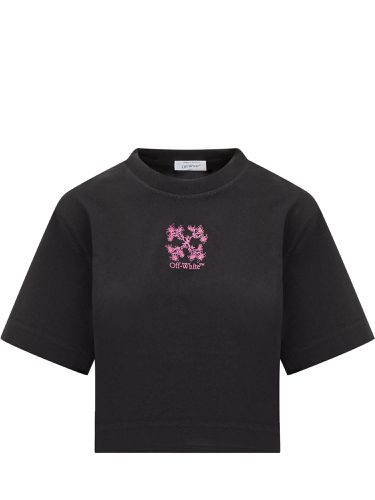 Crop T-shirt In Black Cotton - Off-White - Modalova