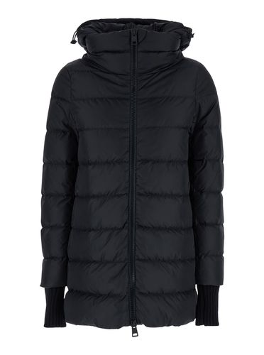 Long Black Down Jacket With Hood In Nylon Woman - Herno - Modalova