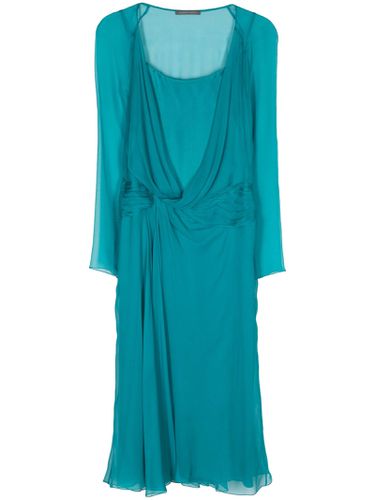 Teal Silk Midi Dress - Alberta Ferretti - Modalova