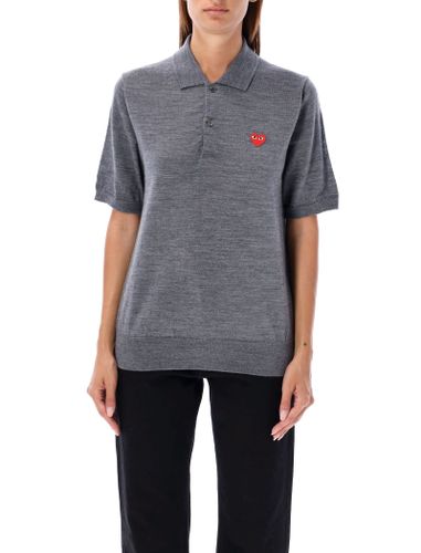 Red Heart Knit Polo Shirt - Comme des Garçons Play - Modalova