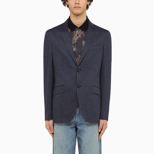 Blue Jacquard Single-breasted Jacket - Etro - Modalova