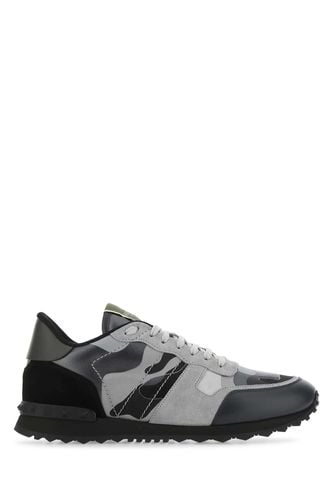 Multicolor Fabric And Nappa Leather Rockrunner Camouflage Sneakers - Valentino Garavani - Modalova