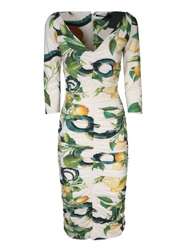 Snake Lemon Print V-neck Dress - Roberto Cavalli - Modalova