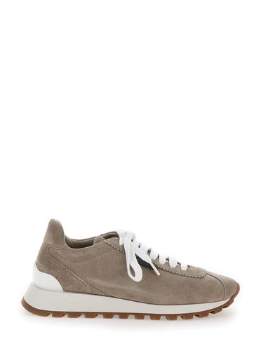 Low Top Sneakers With Rubber Sole In Suede Woman - Brunello Cucinelli - Modalova