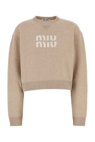 Miu Miu Sand Cashmere Blend Sweater - Miu Miu - Modalova