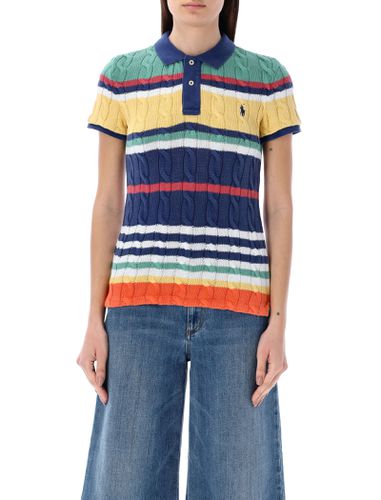 Striped Cable Knit Polo Shirt - Polo Ralph Lauren - Modalova