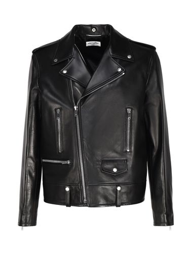 Leather Motorcycle Jacket - Saint Laurent - Modalova