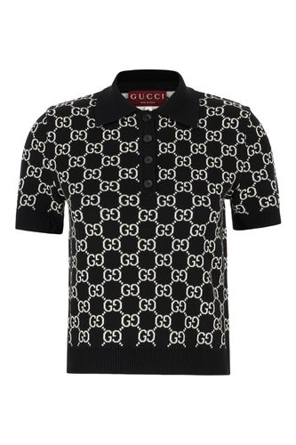 Embroidered Stretch Wool Blend Polo Shirt - Gucci - Modalova