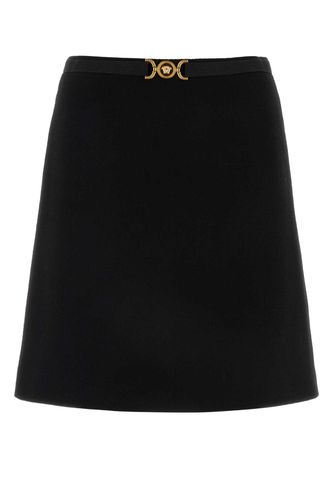 Black Stretch Wool Blend Skirt - Versace - Modalova
