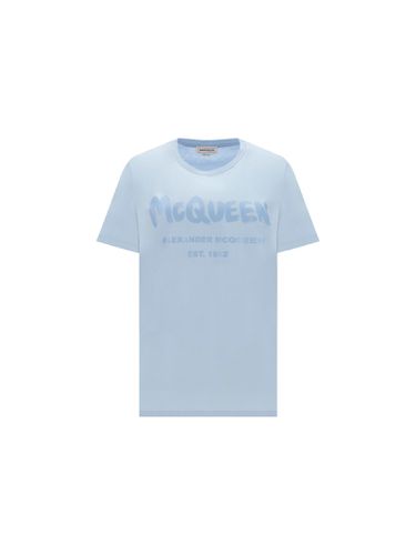 Light Blue Mcqueen Graffiti T-shirt - Alexander McQueen - Modalova