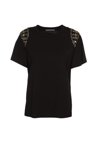 Crystal Embellished Round Neck T-shirt - Alberta Ferretti - Modalova