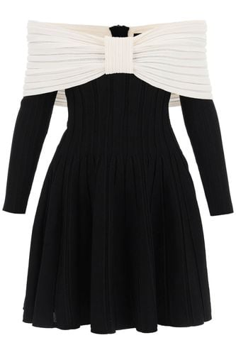 Knitted Off-the-shoulder Skater Dress - Balmain - Modalova