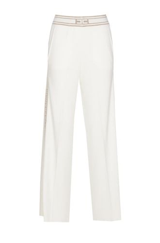 Viscose Trousers With Contrasting Bands - Elisabetta Franchi - Modalova