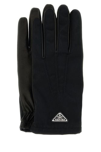 Black Nylon And Nappa Leather Gloves - Prada - Modalova