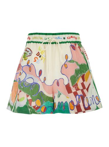 Nadia Multicolor Shorts With All-over Printed Motif In Linen Woman - ALEMAIS - Modalova