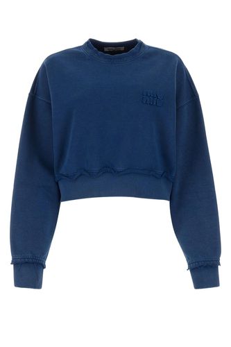 Miu Miu Blue Cotton Sweatshirt - Miu Miu - Modalova