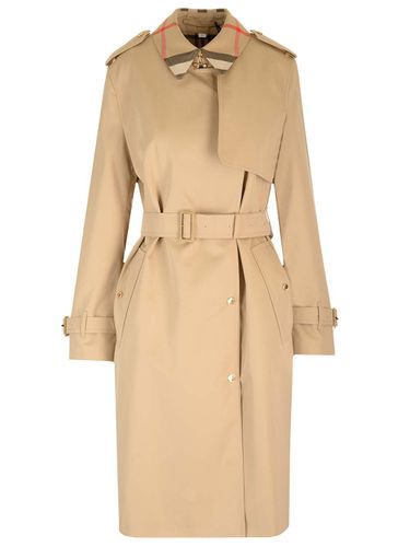 Honey Trench Coat With Check Collar - Burberry - Modalova