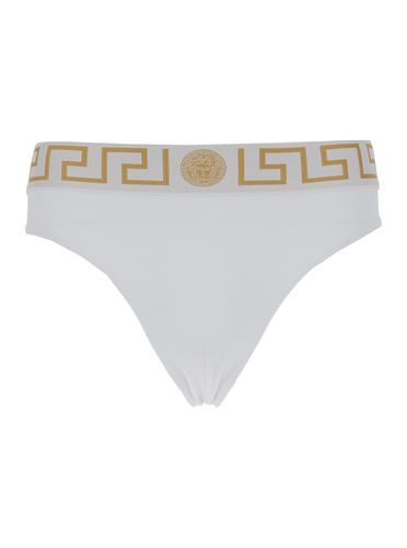 Speedo With Greca Detail In Tech Fabric Man - Versace - Modalova