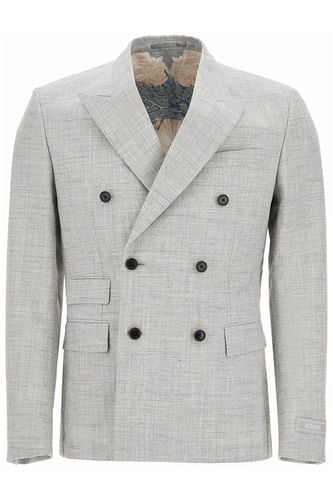 Double-breasted Wool Blend Blazer - Versace - Modalova