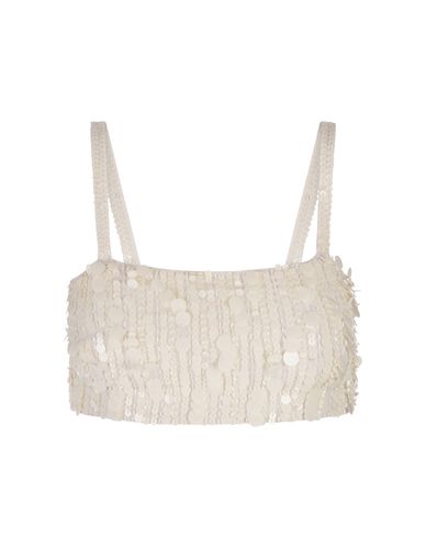 White Full Sequins Gender Crop Top - Parosh - Modalova