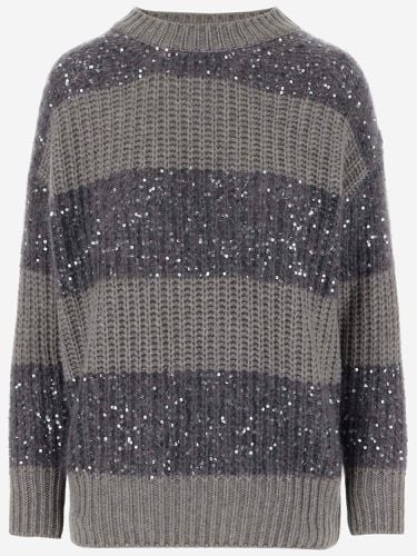 Wool Blend Sweater With Paillettes - Bruno Manetti - Modalova