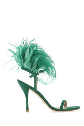 Emerald Green Suede Plume 100 Sandals - Stuart Weitzman - Modalova