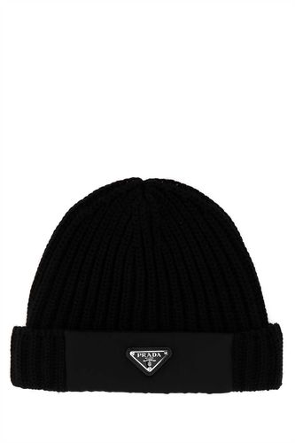 Prada Black Wool Beanie Hat - Prada - Modalova