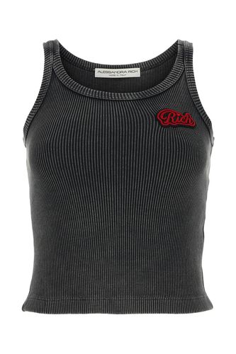 Graphite Stretch Cotton Tank Top - Alessandra Rich - Modalova