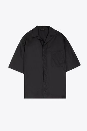 Camicia Mc Over Popeline Black poplin bowling shirt with short sleeves - Roberto Collina - Modalova