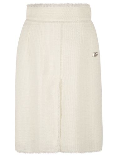 Logo Plaque Tweed Skirt - Dolce & Gabbana - Modalova