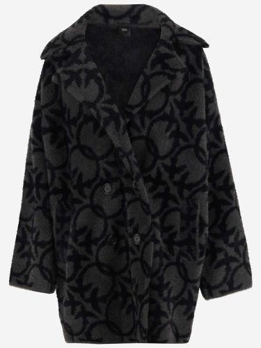 Double-breasted Coat In Technical Fabric With Logo - Pinko - Modalova