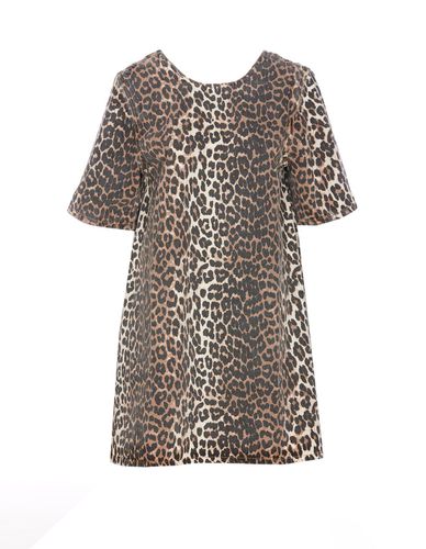 Leopard Printed Open Back Mini Dress - Ganni - Modalova