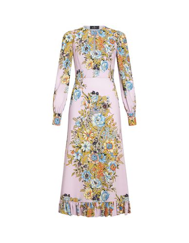 Midi Dress With Multicolour Bouquet Print - Etro - Modalova