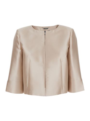 Crop Jacket With Round Neck And Three Quarter Sleeve In Mikado Fabric Woman - Alberta Ferretti - Modalova