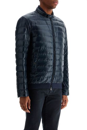 Dark Blue Lightweight Quilted Nylon Down Jacket With High Collar - Herno - Modalova