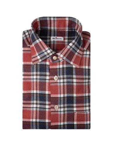 Kiton Red Check Flannel Shirt - Kiton - Modalova