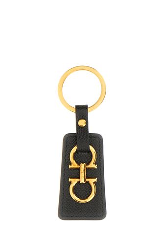 Ferragamo Black Leather Key Ring - Ferragamo - Modalova