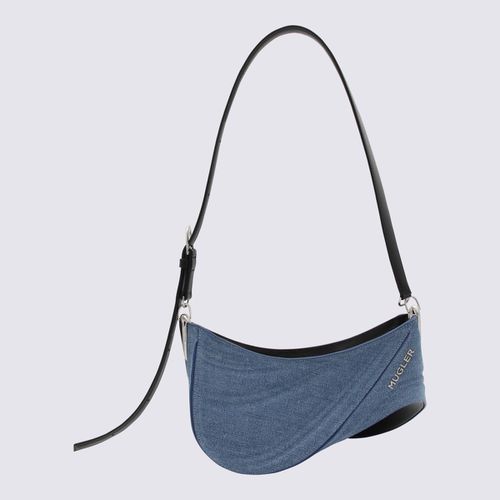 Blue Leather Curve Shoulder Bag - Mugler - Modalova