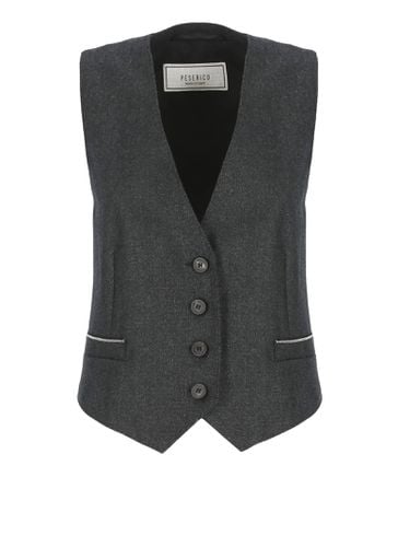 Dark Virgin Wool Blend Waistcoat - Peserico - Modalova