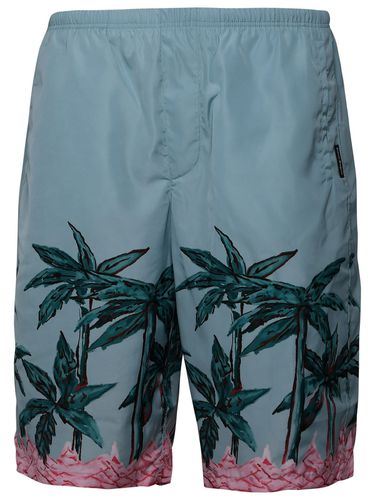 Light Blue Polyester Bermuda Shorts - Palm Angels - Modalova